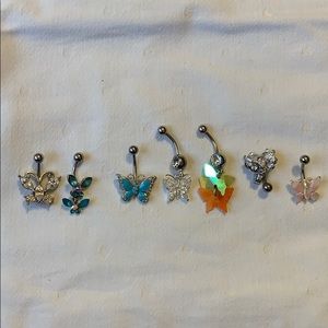 7 butterfly belly button rings - final price